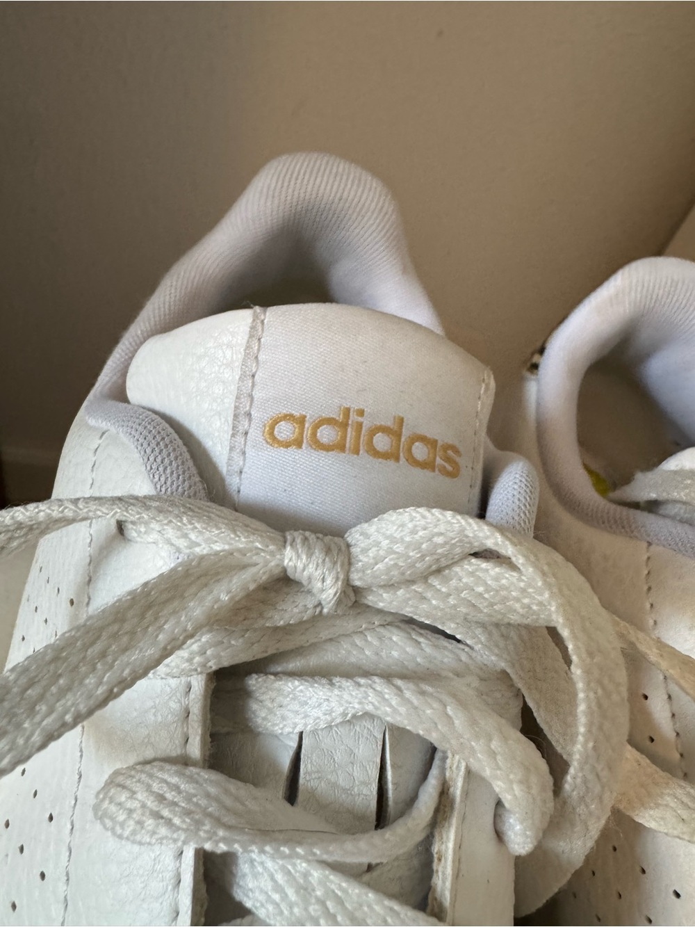 adidas Advantage White Sneakers with Leopard Heel Accent - Picture 4 of 5